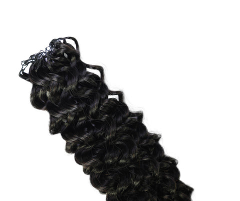 LUXLUXE Water Wave Braids Pre Looped Long Human Hair Extensions 40 Strands - Natural & Natural Black 14,16 & 18 Inch with weights 40g 45g & 50g Deep Curly Feather Braiding Hairpiece