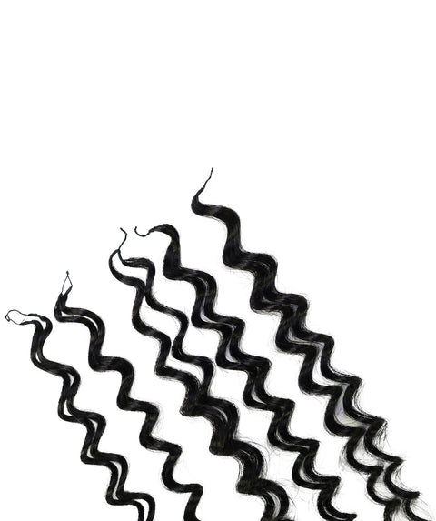 LUXLUXE Water Wave Braids Pre Looped Long Human Hair Extensions 40 Strands - Natural & Natural Black 14,16 & 18 Inch with weights 40g 45g & 50g Deep Curly Feather Braiding Hairpiece