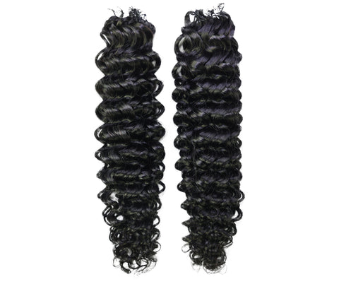 LUXLUXE Water Wave Braids Pre Looped Long Human Hair Extensions 40 Strands - Natural & Natural Black 14,16 & 18 Inch with weights 40g 45g & 50g Deep Curly Feather Braiding Hairpiece