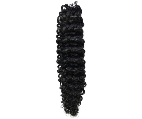 LUXLUXE Water Wave Braids Pre Looped Long Human Hair Extensions 40 Strands - Natural & Natural Black 14,16 & 18 Inch with weights 40g 45g & 50g Deep Curly Feather Braiding Hairpiece