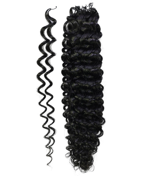 LUXLUXE Water Wave Braids Pre Looped Long Human Hair Extensions 40 Strands - Natural & Natural Black 14,16 & 18 Inch with weights 40g 45g & 50g Deep Curly Feather Braiding Hairpiece