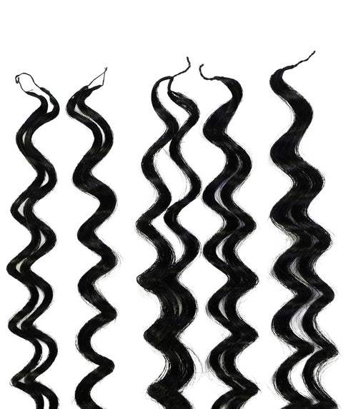 LUXLUXE Water Wave Braids Pre Looped Long Human Hair Extensions 40 Strands - Natural & Natural Black 14,16 & 18 Inch with weights 40g 45g & 50g Deep Curly Feather Braiding Hairpiece
