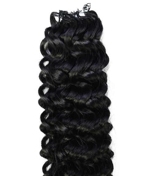 LUXLUXE Water Wave Braids Pre Looped Long Human Hair Extensions 40 Strands - Natural & Natural Black 14,16 & 18 Inch with weights 40g 45g & 50g Deep Curly Feather Braiding Hairpiece