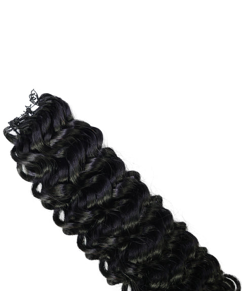 LUXLUXE Water Wave Braids Pre Looped Long Human Hair Extensions 40 Strands - Natural & Natural Black 14,16 & 18 Inch with weights 40g 45g & 50g Deep Curly Feather Braiding Hairpiece