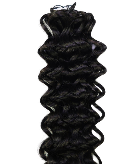 LUXLUXE Water Wave Braids Pre Looped Long Human Hair Extensions 40 Strands - Natural & Natural Black 14,16 & 18 Inch with weights 40g 45g & 50g Deep Curly Feather Braiding Hairpiece