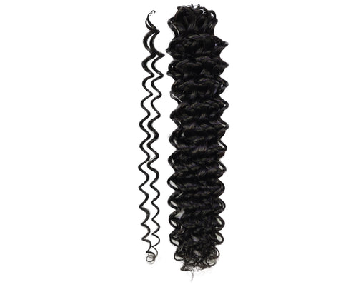 LUXLUXE Water Wave Braids Pre Looped Long Human Hair Extensions 40 Strands - Natural & Natural Black 14,16 & 18 Inch with weights 40g 45g & 50g Deep Curly Feather Braiding Hairpiece