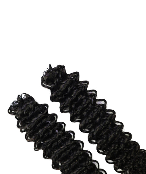 LUXLUXE Water Wave Braids Pre Looped Long Human Hair Extensions 40 Strands - Natural & Natural Black 14,16 & 18 Inch with weights 40g 45g & 50g Deep Curly Feather Braiding Hairpiece