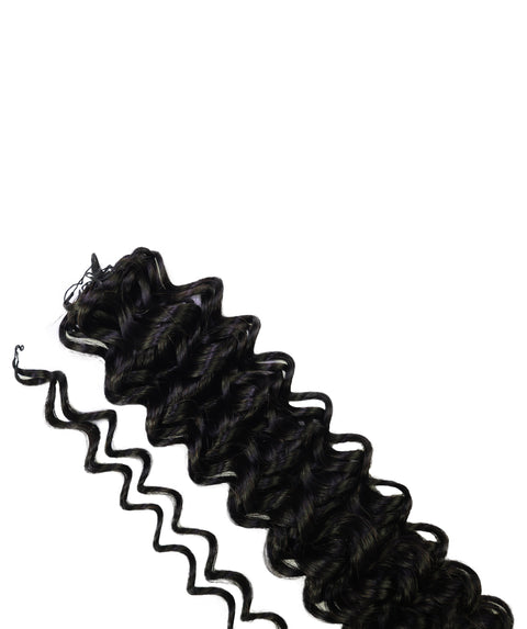LUXLUXE Water Wave Braids Pre Looped Long Human Hair Extensions 40 Strands - Natural & Natural Black 14,16 & 18 Inch with weights 40g 45g & 50g Deep Curly Feather Braiding Hairpiece