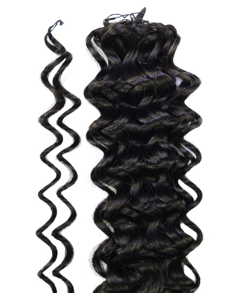 LUXLUXE Water Wave Braids Pre Looped Long Human Hair Extensions 40 Strands - Natural & Natural Black 14,16 & 18 Inch with weights 40g 45g & 50g Deep Curly Feather Braiding Hairpiece