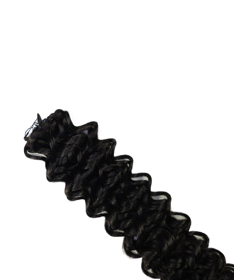 LUXLUXE Water Wave Braids Pre Looped Long Human Hair Extensions 40 Strands - Natural & Natural Black 14,16 & 18 Inch with weights 40g 45g & 50g Deep Curly Feather Braiding Hairpiece