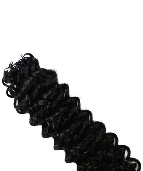 LUXLUXE Water Wave Braids Pre Looped Long Human Hair Extensions 40 Strands - Natural & Natural Black 14,16 & 18 Inch with weights 40g 45g & 50g Deep Curly Feather Braiding Hairpiece