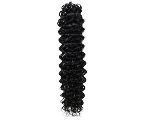 LUXLUXE Water Wave Braids Pre Looped Long Human Hair Extensions 40 Strands - Natural & Natural Black 14,16 & 18 Inch with weights 40g 45g & 50g Deep Curly Feather Braiding Hairpiece