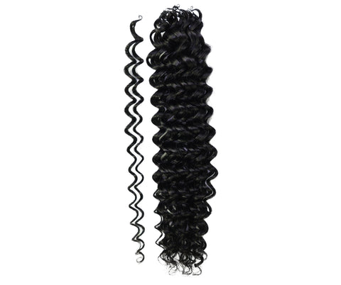 LUXLUXE Water Wave Braids Pre Looped Long Human Hair Extensions 40 Strands - Natural & Natural Black 14,16 & 18 Inch with weights 40g 45g & 50g Deep Curly Feather Braiding Hairpiece