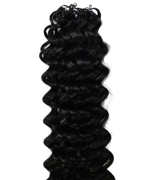 LUXLUXE Water Wave Braids Pre Looped Long Human Hair Extensions 40 Strands - Natural & Natural Black 14,16 & 18 Inch with weights 40g 45g & 50g Deep Curly Feather Braiding Hairpiece
