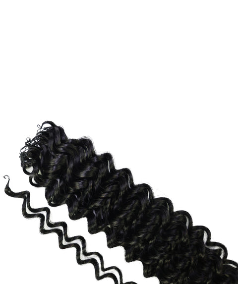 LUXLUXE Water Wave Braids Pre Looped Long Human Hair Extensions 40 Strands - Natural & Natural Black 14,16 & 18 Inch with weights 40g 45g & 50g Deep Curly Feather Braiding Hairpiece