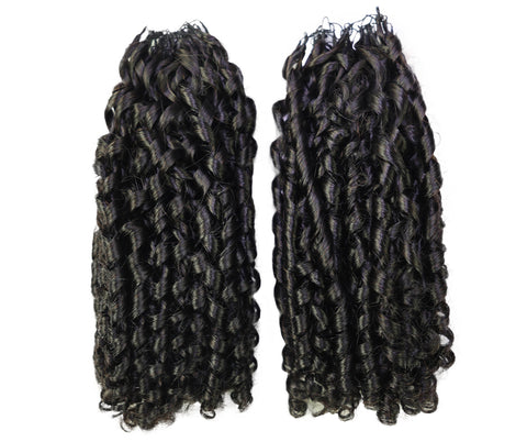 LUXLUXE Knotless Pixie Curly Raw Crochet Natural Human Hair Extensions - 14" 40g 16" 45g & 18" 50g Pre Separated 40 Strands Feather Hairpiece for Women