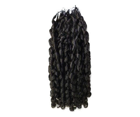 LUXLUXE Knotless Pixie Curly Raw Crochet Natural Human Hair Extensions - 14" 40g 16" 45g & 18" 50g Pre Separated 40 Strands Feather Hairpiece for Women