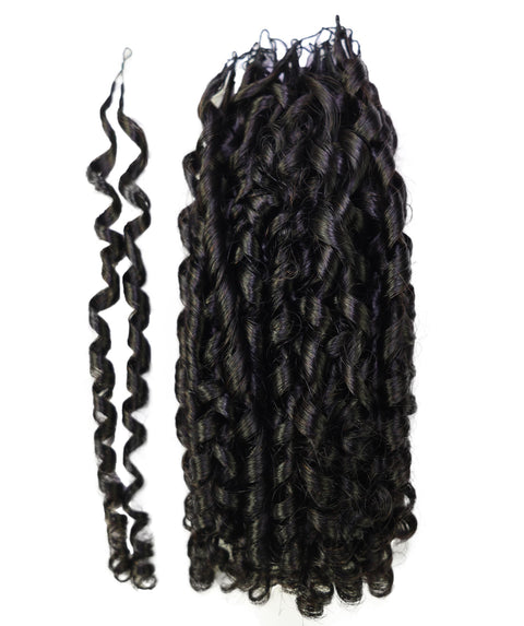 LUXLUXE Knotless Pixie Curly Raw Crochet Natural Human Hair Extensions - 14" 40g 16" 45g & 18" 50g Pre Separated 40 Strands Feather Hairpiece for Women
