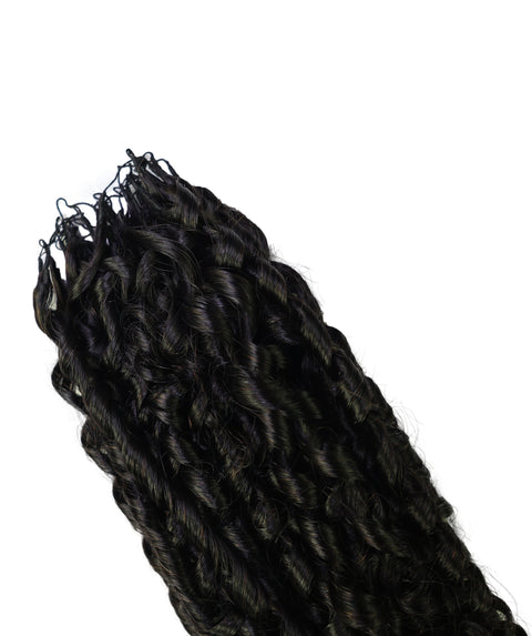 LUXLUXE Knotless Pixie Curly Raw Crochet Natural Human Hair Extensions - 14" 40g 16" 45g & 18" 50g Pre Separated 40 Strands Feather Hairpiece for Women
