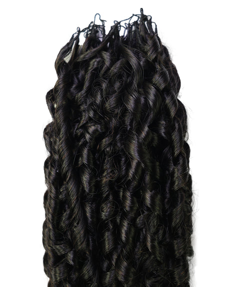 LUXLUXE Knotless Pixie Curly Raw Crochet Natural Human Hair Extensions - 14" 40g 16" 45g & 18" 50g Pre Separated 40 Strands Feather Hairpiece for Women
