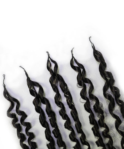 LUXLUXE Knotless Pixie Curly Raw Crochet Natural Human Hair Extensions - 14" 40g 16" 45g & 18" 50g Pre Separated 40 Strands Feather Hairpiece for Women