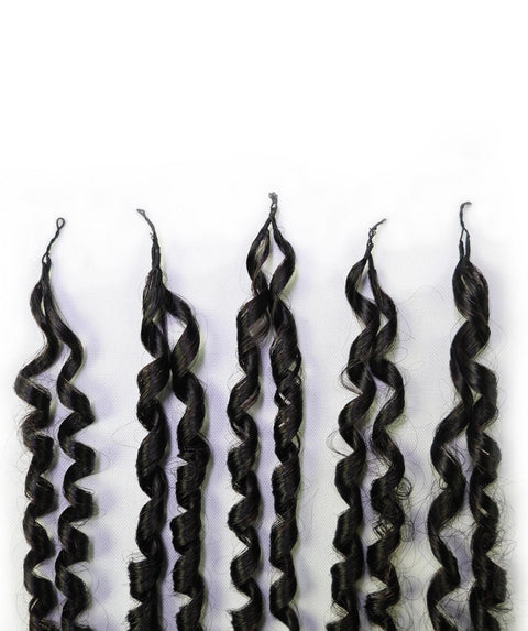 LUXLUXE Knotless Pixie Curly Raw Crochet Natural Human Hair Extensions - 14" 40g 16" 45g & 18" 50g Pre Separated 40 Strands Feather Hairpiece for Women