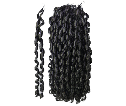 LUXLUXE Knotless Pixie Curly Raw Crochet Natural Human Hair Extensions - 14" 40g 16" 45g & 18" 50g Pre Separated 40 Strands Feather Hairpiece for Women