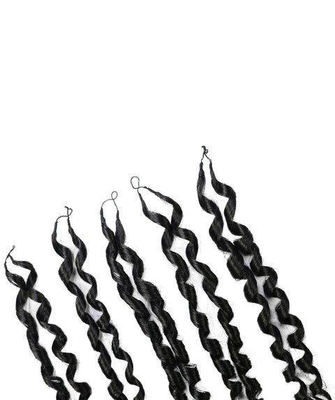 LUXLUXE Knotless Pixie Curly Raw Crochet Natural Human Hair Extensions - 14" 40g 16" 45g & 18" 50g Pre Separated 40 Strands Feather Hairpiece for Women