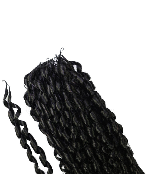 LUXLUXE Knotless Pixie Curly Raw Crochet Natural Human Hair Extensions - 14" 40g 16" 45g & 18" 50g Pre Separated 40 Strands Feather Hairpiece for Women