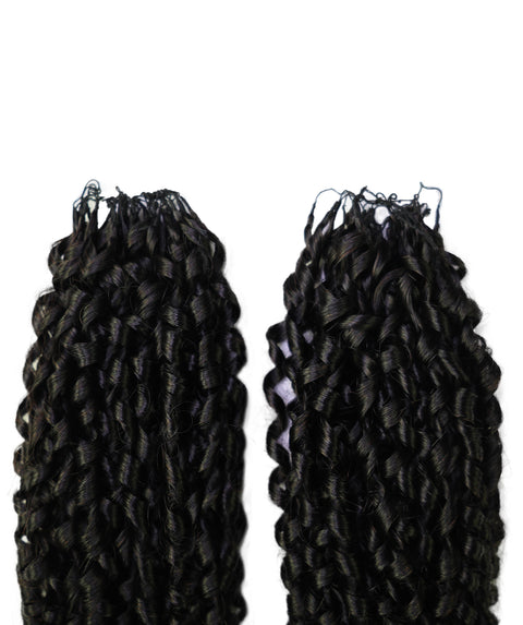 LUXLUXE Knotless Pixie Curly Raw Crochet Natural Human Hair Extensions - 14" 40g 16" 45g & 18" 50g Pre Separated 40 Strands Feather Hairpiece for Women