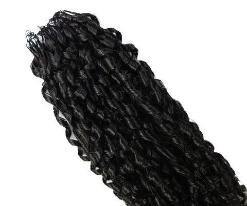 LUXLUXE Knotless Pixie Curly Raw Crochet Natural Human Hair Extensions - 14" 40g 16" 45g & 18" 50g Pre Separated 40 Strands Feather Hairpiece for Women