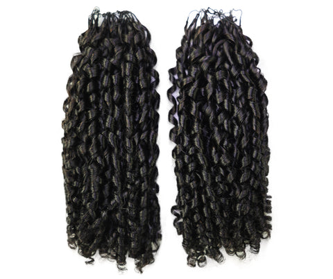LUXLUXE Knotless Pixie Curly Raw Crochet Natural Human Hair Extensions - 14" 40g 16" 45g & 18" 50g Pre Separated 40 Strands Feather Hairpiece for Women
