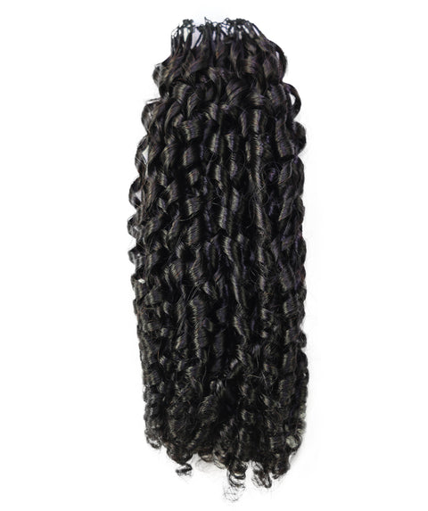 LUXLUXE Knotless Pixie Curly Raw Crochet Natural Human Hair Extensions - 14" 40g 16" 45g & 18" 50g Pre Separated 40 Strands Feather Hairpiece for Women