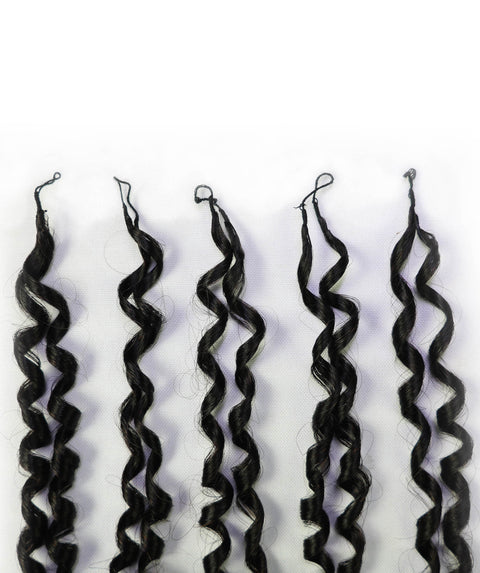 LUXLUXE Knotless Pixie Curly Raw Crochet Natural Human Hair Extensions - 14" 40g 16" 45g & 18" 50g Pre Separated 40 Strands Feather Hairpiece for Women