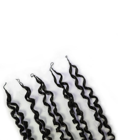 LUXLUXE Knotless Pixie Curly Raw Crochet Natural Human Hair Extensions - 14" 40g 16" 45g & 18" 50g Pre Separated 40 Strands Feather Hairpiece for Women