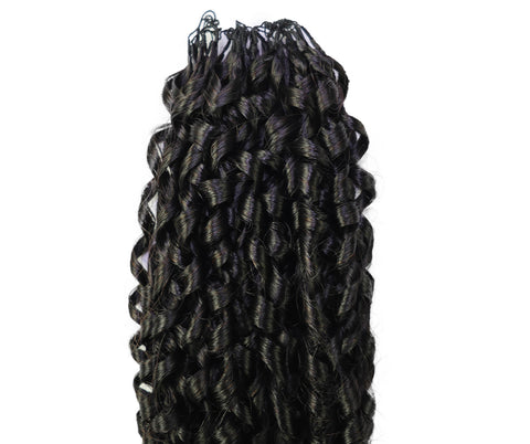 LUXLUXE Knotless Pixie Curly Raw Crochet Natural Human Hair Extensions - 14" 40g 16" 45g & 18" 50g Pre Separated 40 Strands Feather Hairpiece for Women