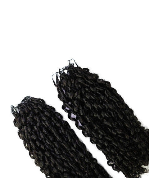 LUXLUXE Knotless Pixie Curly Raw Crochet Natural Human Hair Extensions - 14" 40g 16" 45g & 18" 50g Pre Separated 40 Strands Feather Hairpiece for Women