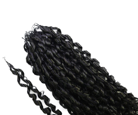 LUXLUXE Knotless Pixie Curly Raw Crochet Natural Human Hair Extensions - 14" 40g 16" 45g & 18" 50g Pre Separated 40 Strands Feather Hairpiece for Women