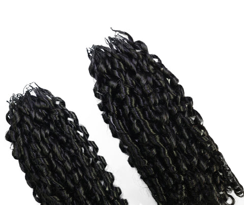 LUXLUXE Knotless Pixie Curly Raw Crochet Natural Human Hair Extensions - 14" 40g 16" 45g & 18" 50g Pre Separated 40 Strands Feather Hairpiece for Women
