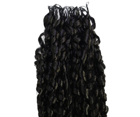 LUXLUXE Knotless Pixie Curly Raw Crochet Natural Human Hair Extensions - 14" 40g 16" 45g & 18" 50g Pre Separated 40 Strands Feather Hairpiece for Women
