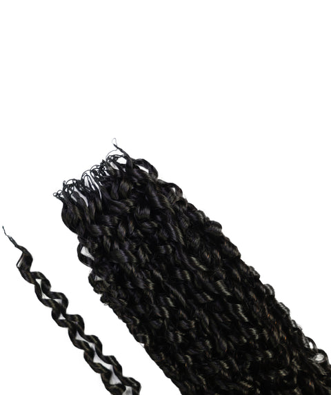 LUXLUXE Knotless Pixie Curly Raw Crochet Natural Human Hair Extensions - 14" 40g 16" 45g & 18" 50g Pre Separated 40 Strands Feather Hairpiece for Women