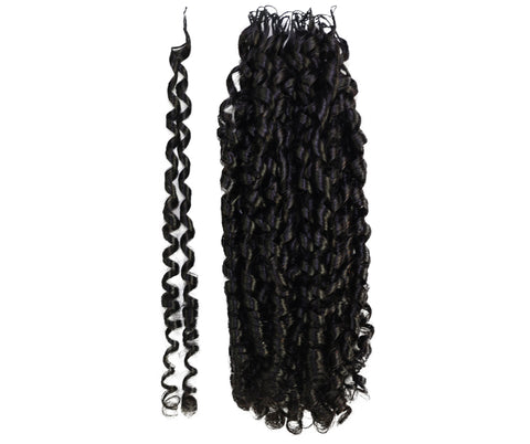 LUXLUXE Knotless Pixie Curly Raw Crochet Natural Human Hair Extensions - 14" 40g 16" 45g & 18" 50g Pre Separated 40 Strands Feather Hairpiece for Women