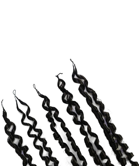 LUXLUXE Knotless Pixie Curly Raw Crochet Natural Human Hair Extensions - 14" 40g 16" 45g & 18" 50g Pre Separated 40 Strands Feather Hairpiece for Women