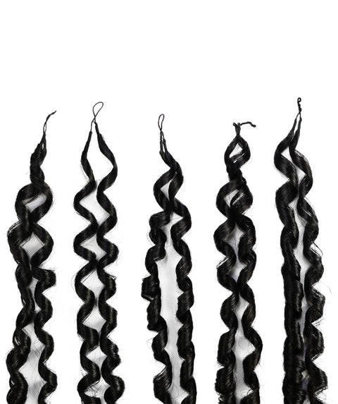 LUXLUXE Knotless Pixie Curly Raw Crochet Natural Human Hair Extensions - 14" 40g 16" 45g & 18" 50g Pre Separated 40 Strands Feather Hairpiece for Women
