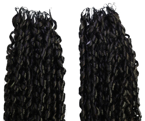 LUXLUXE Knotless Pixie Curly Raw Crochet Natural Human Hair Extensions - 14" 40g 16" 45g & 18" 50g Pre Separated 40 Strands Feather Hairpiece for Women
