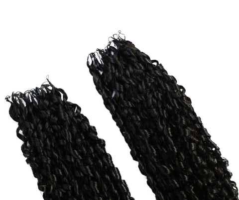 LUXLUXE Knotless Pixie Curly Raw Crochet Natural Human Hair Extensions - 14" 40g 16" 45g & 18" 50g Pre Separated 40 Strands Feather Hairpiece for Women