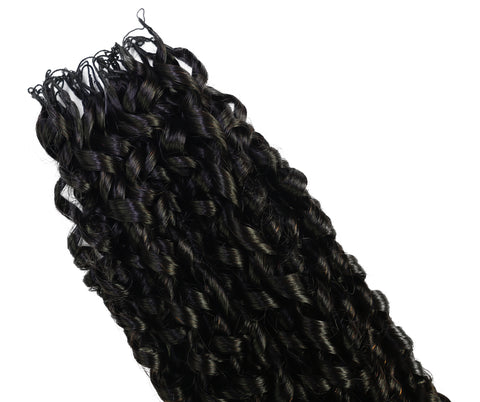LUXLUXE Knotless Pixie Curly Raw Crochet Natural Human Hair Extensions - 14" 40g 16" 45g & 18" 50g Pre Separated 40 Strands Feather Hairpiece for Women