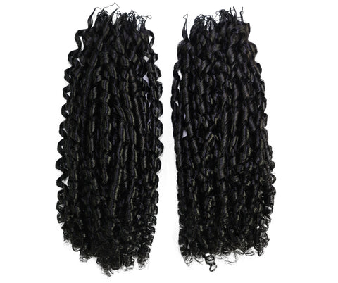 LUXLUXE Knotless Pixie Curly Raw Crochet Natural Human Hair Extensions - 14" 40g 16" 45g & 18" 50g Pre Separated 40 Strands Feather Hairpiece for Women
