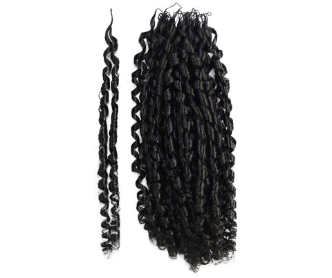 LUXLUXE Knotless Pixie Curly Raw Crochet Natural Human Hair Extensions - 14" 40g 16" 45g & 18" 50g Pre Separated 40 Strands Feather Hairpiece for Women