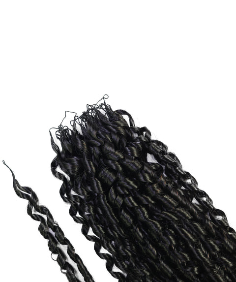 LUXLUXE Knotless Pixie Curly Raw Crochet Natural Human Hair Extensions - 14" 40g 16" 45g & 18" 50g Pre Separated 40 Strands Feather Hairpiece for Women